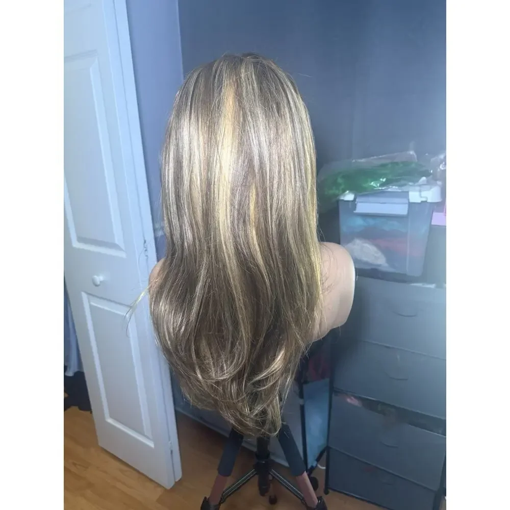 NEW 13x6 Human Hair Lace Front Wig – Brown with Highlights